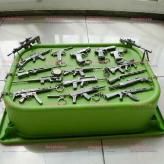 Model Gun Metal Key Chain Charm Pistol Sniper Rifle Toy  