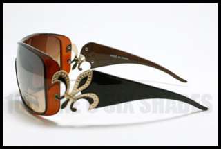 FLEUR DE LIS Designers Oversized Sunglasses BROWN New  