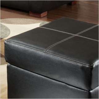 American Furniture Thomas Bonded Leather Ottoman in Black 1255  
