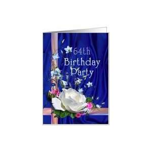  64th Birthday Party Invitation White Rose Card Toys 