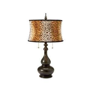 Genie Bottle Table Lamp With Animal Print Shade. Polystone And Steel.D 