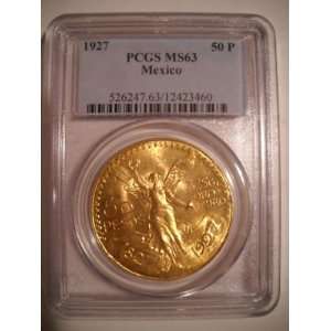  1927 Mexican 50 peso Gold 1.2 oz PCGS MS 63 MS6 