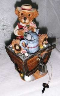 Teddy Bear Sitting on Chest Hidden Bank LOCK & KEY  