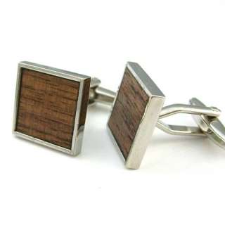 D1444 Wood silver cufflinks  