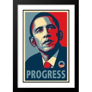 Barack Obama 32x45 Framed and Double Matted Campaign Poster   PROGRESS