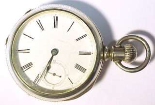 Illinois 1882 Antique Pocket Watch; 18s / 7 Jewels; Coin Silver Case 