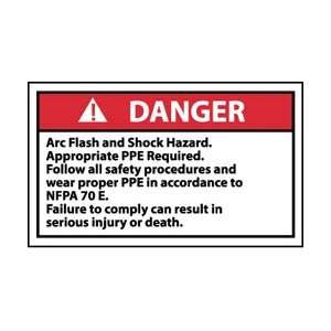   Accordance To NFPA 70E., 3 X 5, Pressure Sensitive Vinyl, 5 per Pack