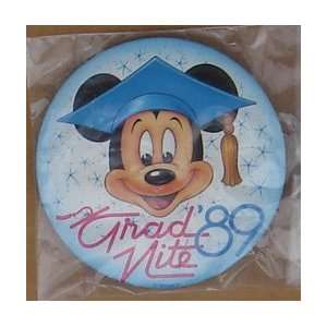  Disneyland 1989 Grad Night Mickey Mouse 2 1/4 Button 