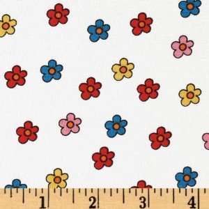 44 Wide Spots Favorite Colors Tossed Posies White Fabric By The 