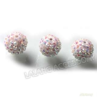12pcs 111542 New Wholesale White Resin Rhinestone AB Ball Spacer Bead 