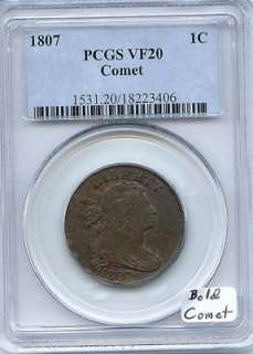 1807 Comet Large Cent PCGS VF 20 Bold Comet  