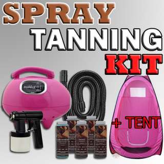 NEW Pink Sunless Spray Solution Tanning KIT w/ Heat TENT Machine Tan 