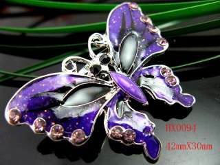 purple butterfly Rhinestone Crystal&Enamel brooch HX0094  