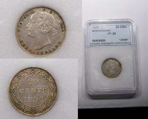 1896 Newfoundland 20 Cents VF/XF Q 8  