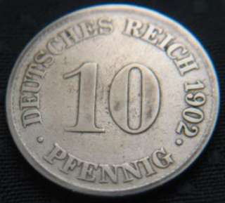 Germany 1902 Deutsches Reich 10 Ten Pfennig Coin  