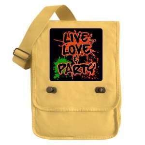   Field Bag Yellow Live Love and Party (80s Decor) 
