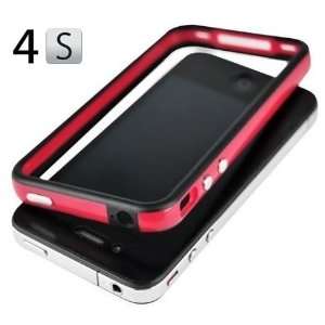   Case with Chrome Buttons for Apple Iphone 4 / 4S   Red and Black