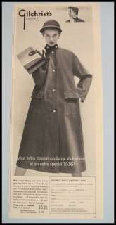   Vintage Gilchrists Boston Slick About Raincoat Girl 50s Fashion Ad