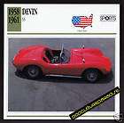 1958 1961 DEVIN SS Super Sport Car PICTURE SPEC CARD