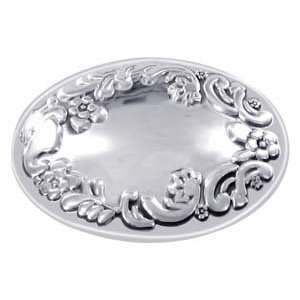 Sterling Silver Oval Shaped Polish Finish Floral Design 35mm x 24mm 