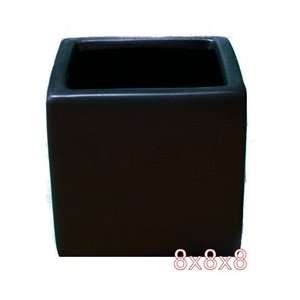  Ceramic Cube Vase 8x8x8   Black