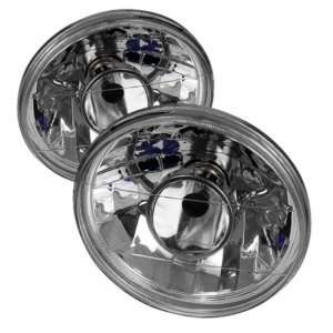   Round Chrome Projector Lamp 7 W/ Super White H4 Bulbs Automotive