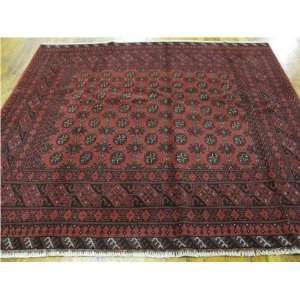  67 x 610 Red Hand Knotted Wool Afghan Square Rug 
