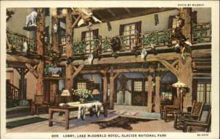 GLACIER NATIONAL PARK Lake McDonald Hotel Lobby Old PC  