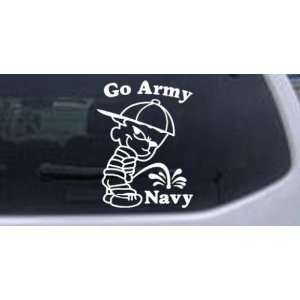 Go Army Pee On Navy Car Window Wall Laptop Decal Sticker    White 22in 
