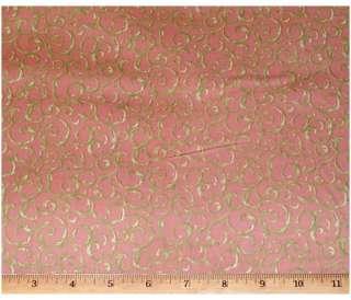 Wilhelmennas Garden Peach Scroll Fabric 2.75yds Cotton Gail Kessler 