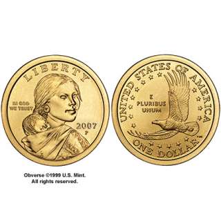 2007 P & D Sacagawea Coins in a Special Map Case   Highlighting the