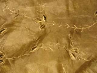 SHEER SILK EMBROIDERED TAUPE W/ LIFTED LEAVES 4.75 YD  