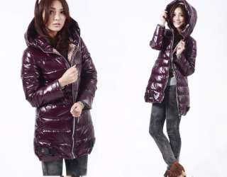 Stylish Winter Hooded Zipper Closure Quilted Coat Coffee Jacket Hot L 
