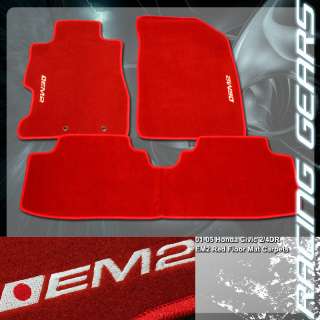 2001   2005 Honda Civic EM2 Logo Red Floor Mats