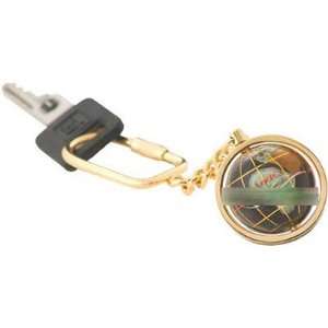  Black Opalite Gemstone Globe Gold Keychain