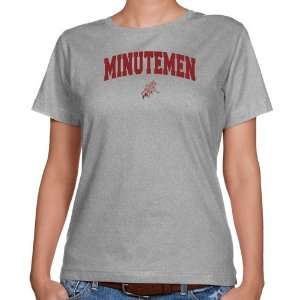 NCAA UMass Minutemen Ladies Ash Logo Arch Classic Fit T 