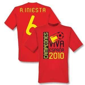  2010 Spain World Cup Winners Tee   Red + A.Iniesta 6 