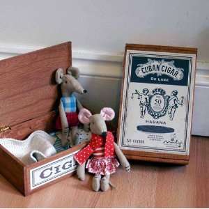  Danish Design Mum and Dad Mice in Cigar Box by Maileg 