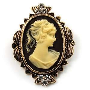  Small Antique Gold Cameo Brooch (Bronze&Brown) Jewelry