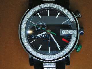   101G YA 101332 Black PVD Gucci Watch Chronograph Diamond Band  
