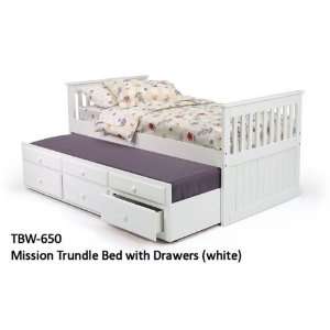  Woodcrest PineRidge White Mission Trundle Bed TBW650