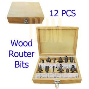   Wood Router Bits Carbibe Tipped Cutter 1/4 Shank W/ Wooden Storage