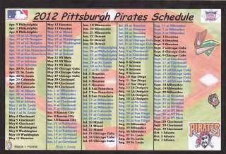 PITTSBURGH PIRATES 2012 MLB BASEBALL SCHEDULE FRIDGE MAGNET  