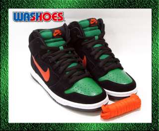 2011 Nike Dunk High Pro SB Black College Orange Pine Green US 7.5~12 