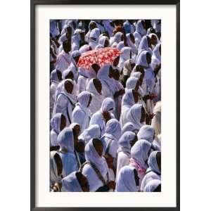 Crowd of Women Dressed in White Celebrating Festival of Timkat, Assab 