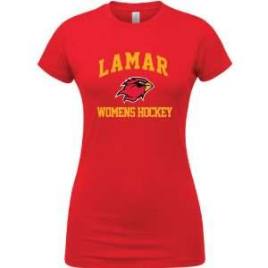  Lamar Cardinals Red Womens Womens Hockey Arch T Shirt 