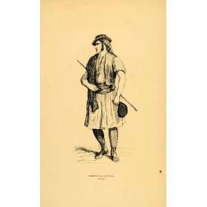  1844 Engraving Costume Spanish Peasant Man Murcia Spain 