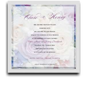    45 Square Wedding Invitations   Rose Bouquet Glee