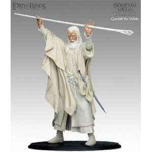 Lord of the Rings LOTR Gandalf the White Statue Holding Staff Figure 