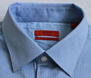 ALFANI Dress Shirt BLUE Texture STRIPE 16.5 x 34 35 FIT  